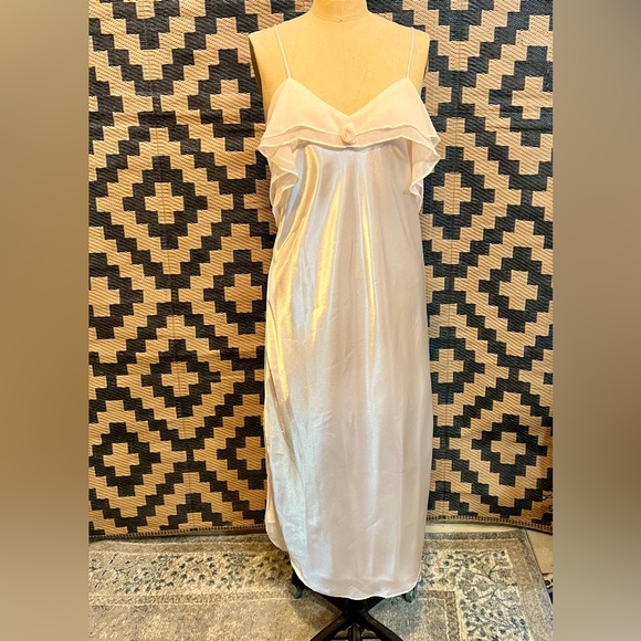 VINTAGE 80s pastel pink maxi nightgown ruffle floral coquette lingerie Victorian - Picture 4 of 16